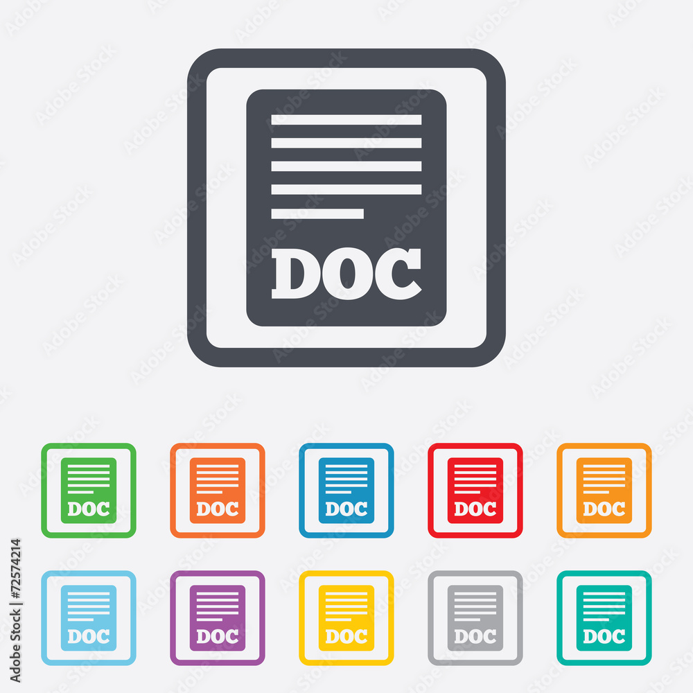 File document icon. Download doc button. File document icon. Download doc button.