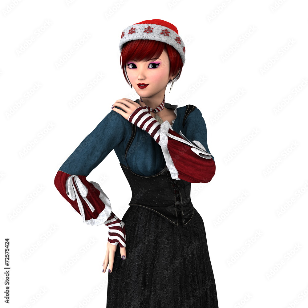 サンタクロース帽子の女性 サンタクロース帽子の女性