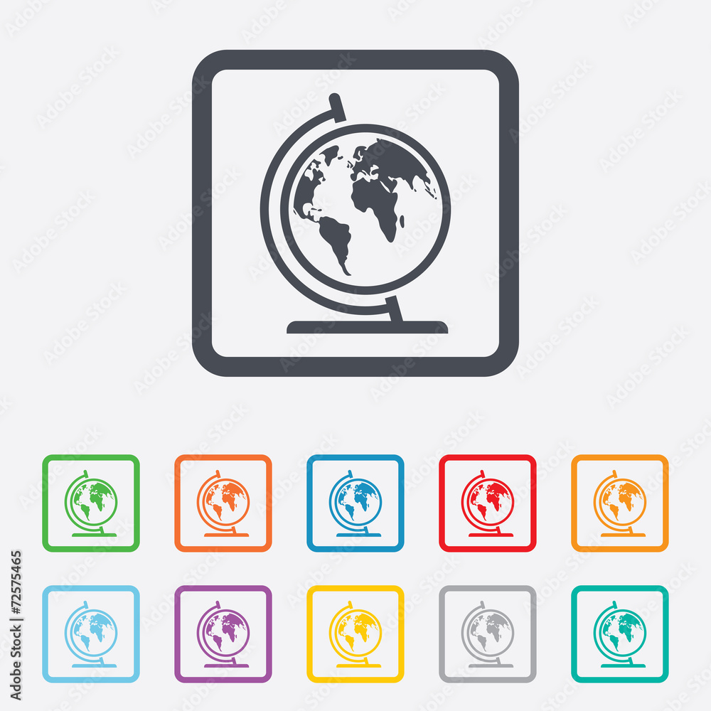 Globe sign icon. World map geography symbol. Globe sign icon. World map geography symbol.