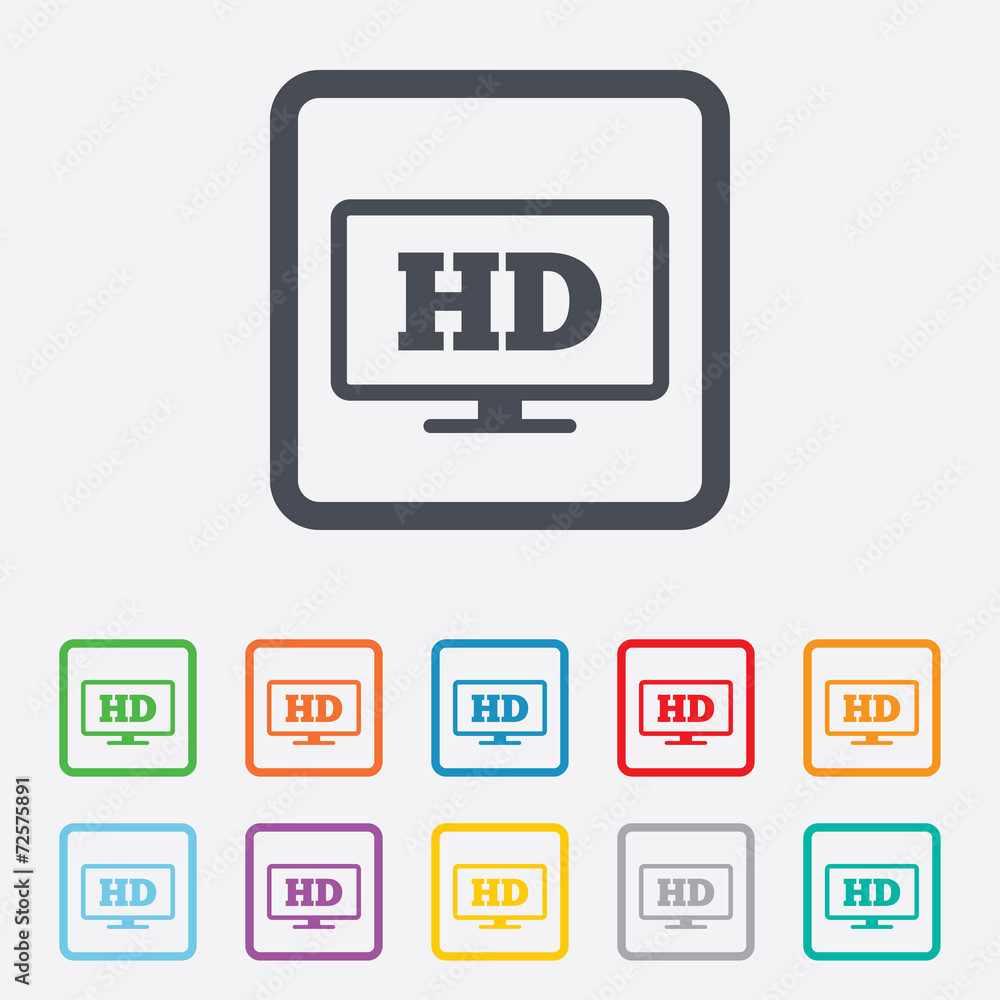 HD widescreen tv. High-definition symbol. HD widescreen tv. High-definition symbol.