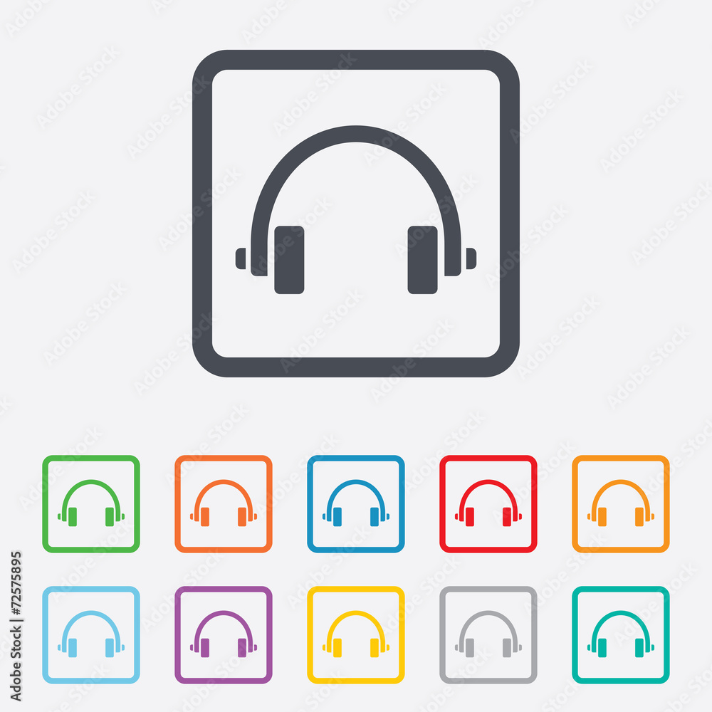 Headphones sign icon. Earphones button. Headphones sign icon. Earphones button.