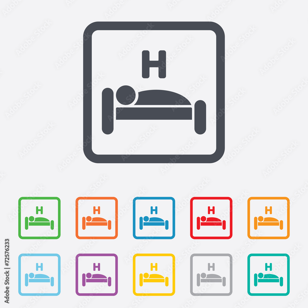 Hotel sign icon. Rest place. Sleeper symbol. Hotel sign icon. Rest place. Sleeper symbol.