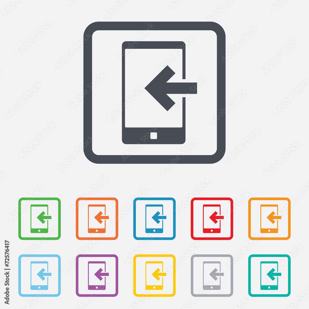 Incoming call sign icon. Smartphone symbol. Incoming call sign icon. Smartphone symbol.
