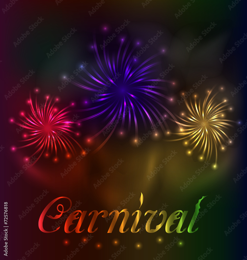 Colorful fireworks background for Carnival party