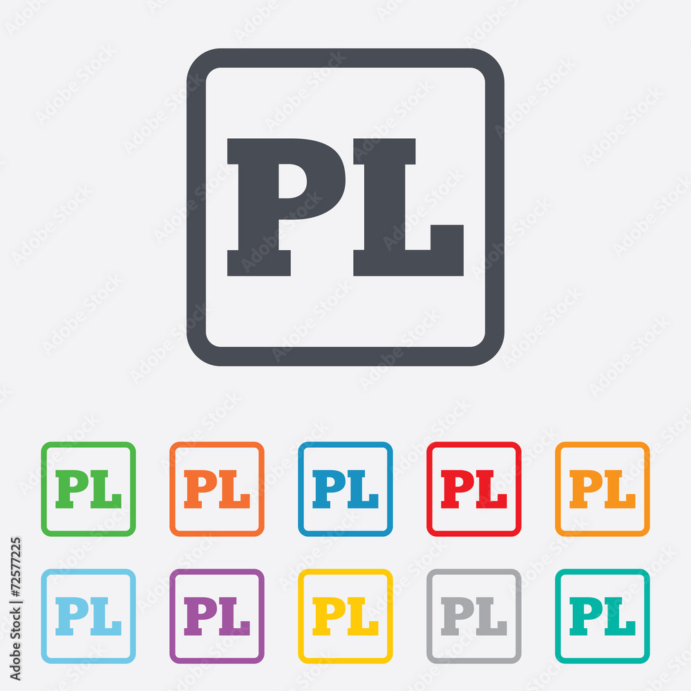 Polish language sign icon. PL translation Polish language sign icon. PL translation
