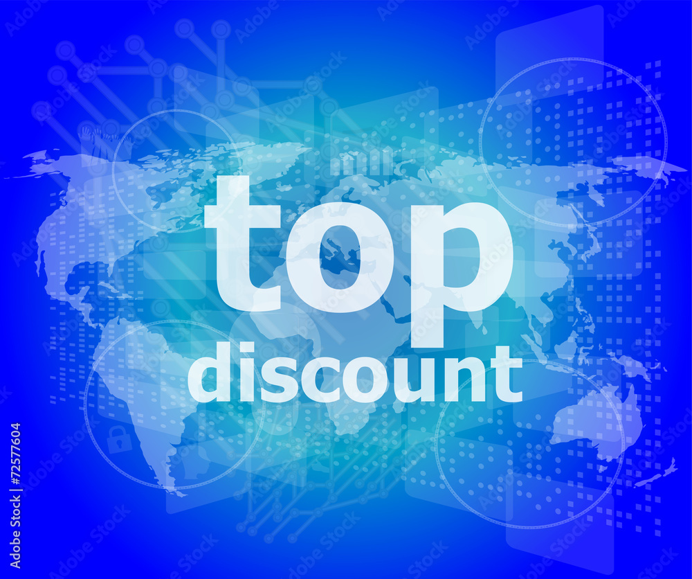top discount word on digital touch screen top discount word on digital touch screen