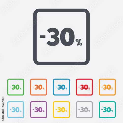 30 percent discount sign icon. Sale symbol. © blankstock