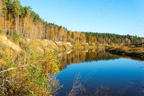 Fototapeta Naklejka Na Ścianę i Meble -  scenic autumn colored river in country