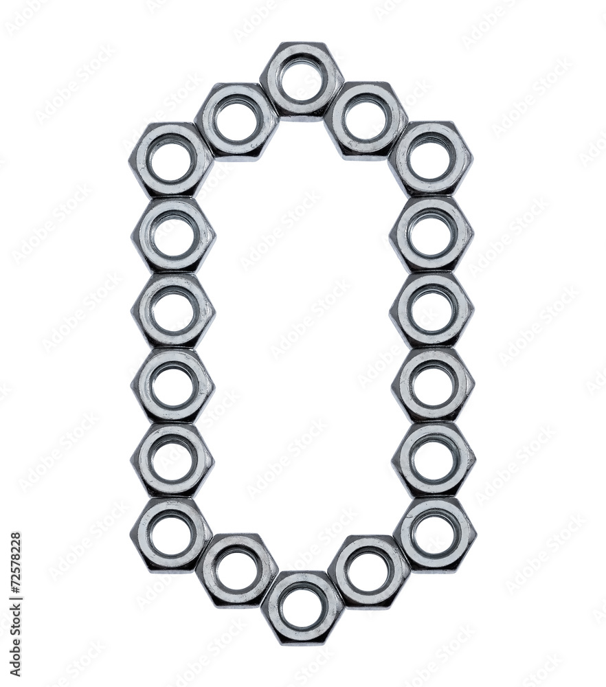 Obraz premium Alphabet letters made of metal nuts, isolated on white - capital