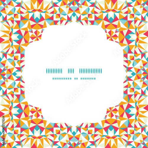 Vector colorful triangle texture circle frame seamless pattern