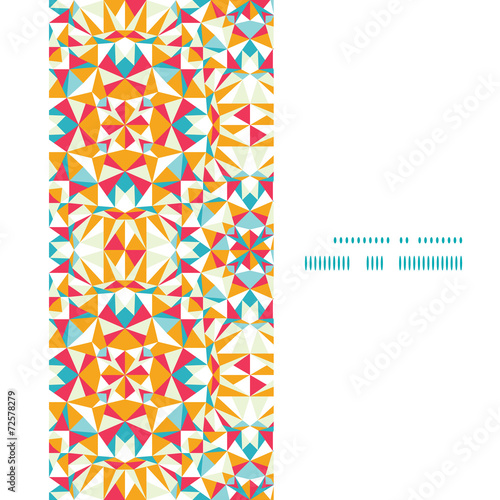 Vector colorful triangle texture vertical frame seamless pattern
