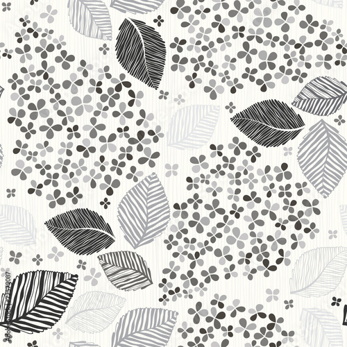 Monochrome seamless pattern with lilac flowers. Vector illustrat