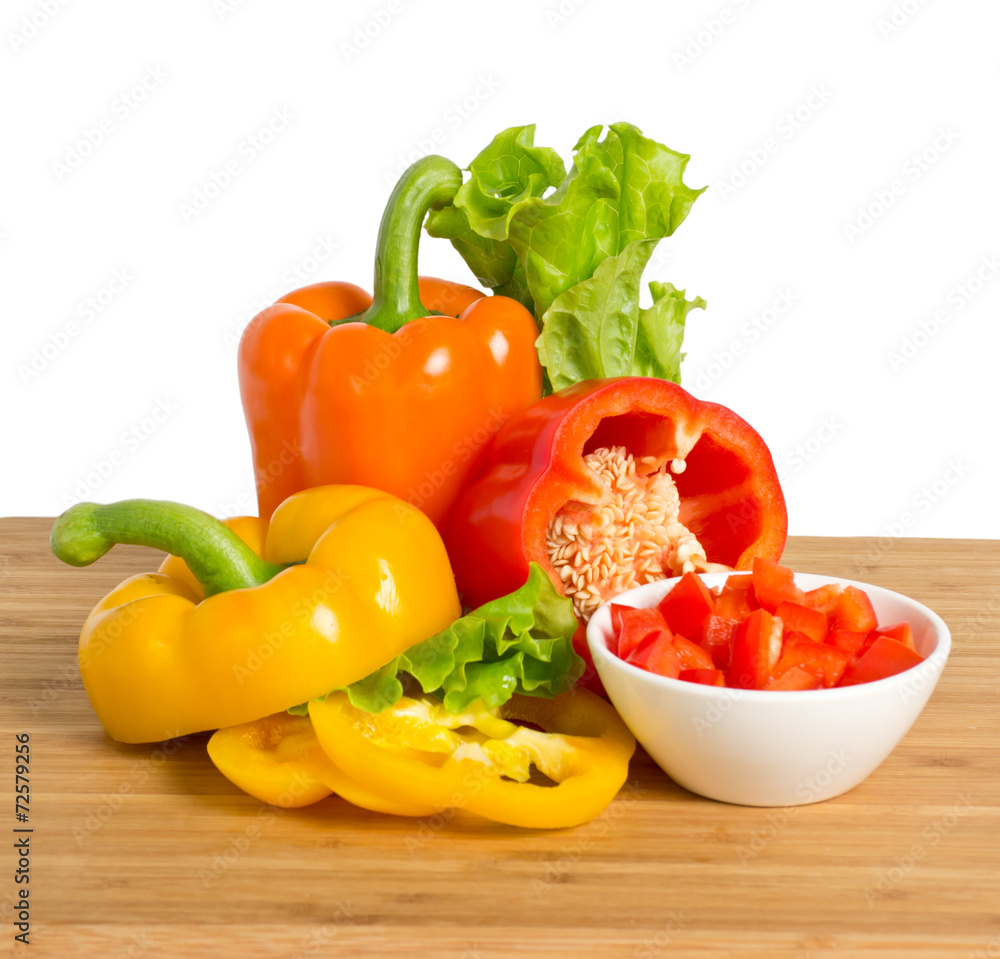 Ripe bell peppers and lettuce Ripe bell peppers and lettuce