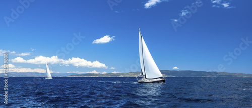 Panorama of sailing regatta. Luxury yachts.