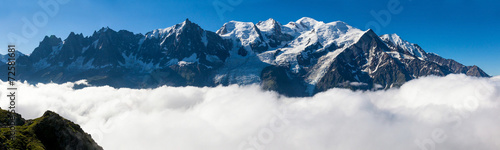Panoramic view of the Mont Blanc in Chamonix, French Alps - Fran