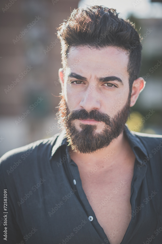 Fototapeta premium young handsome attractive bearded model man