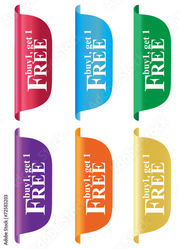 Buy one get one free, tag, label, badge, sign, vertical