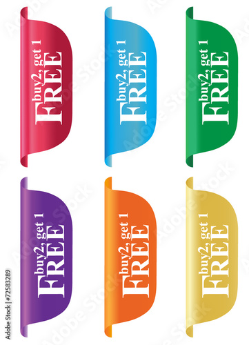 Buy two get one free, tag, label, badge, sign, vertical