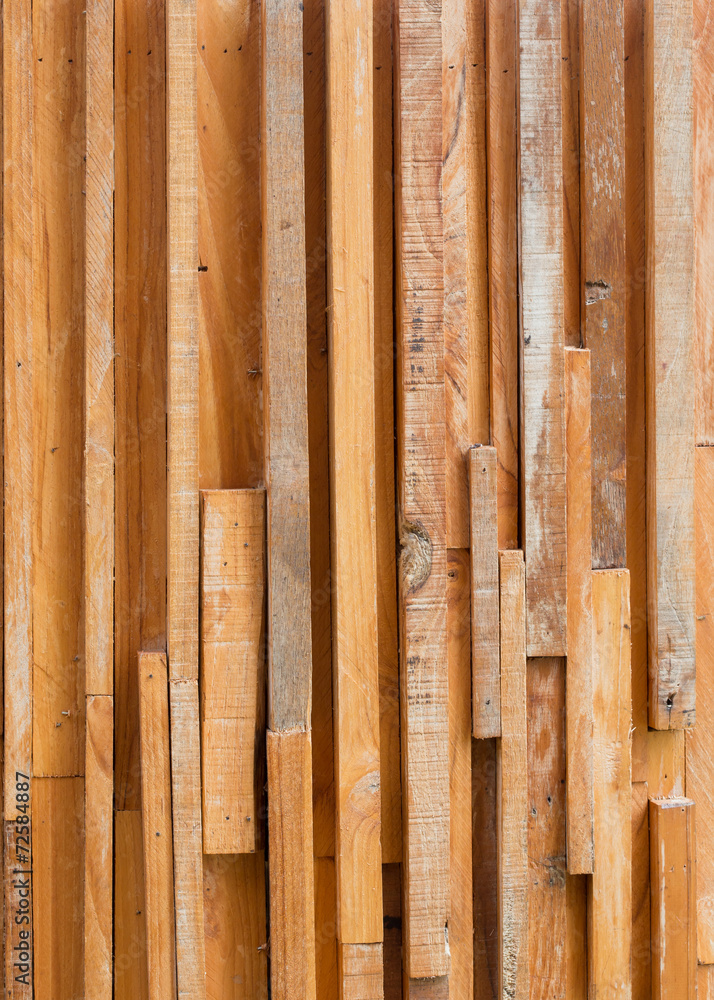 Obraz premium timber wood brown stick used wall texture background