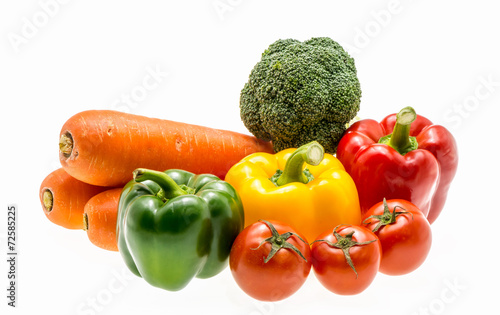 Varity of fresh vegetables on white background