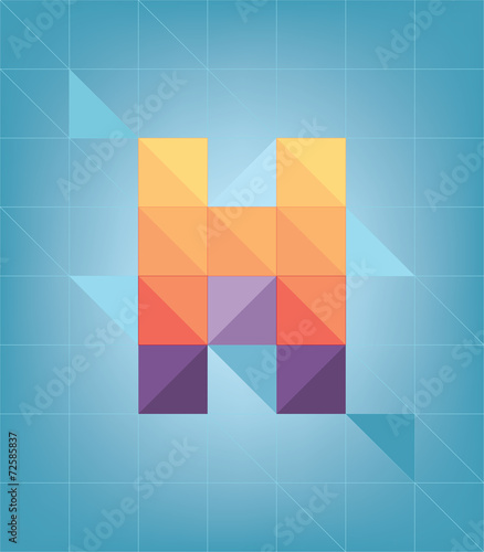 Colorful cubic alphabet H