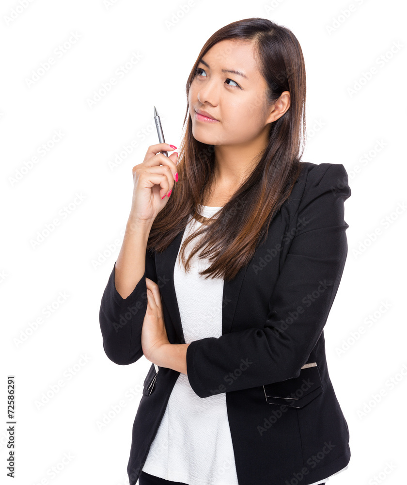 Singaporean businesswoman think of problem Singaporean businesswoman think of problem