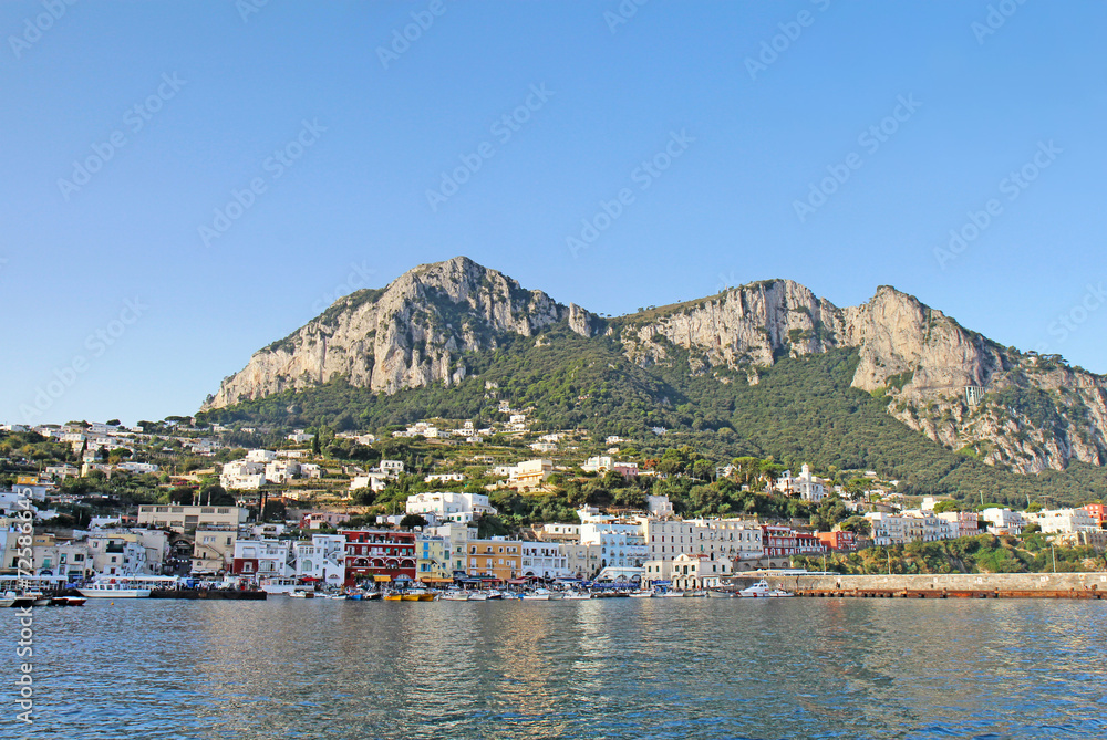 Marina Grande on the island of Capri, Italy viewed from the wate