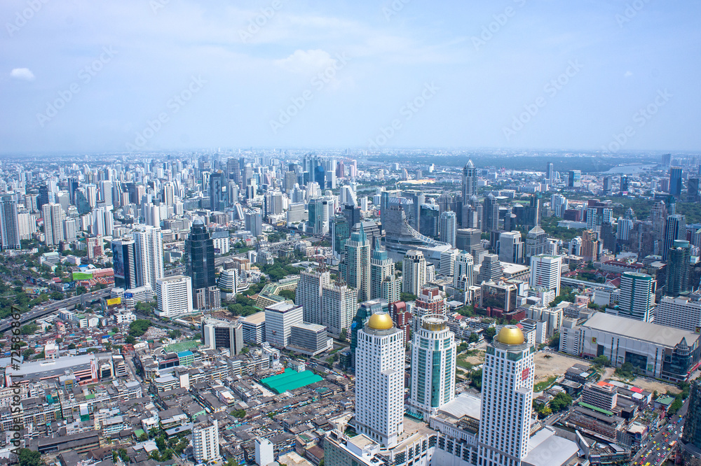 Bangkok Cityscape. Aerial view on Panorama of Bangkok, Thailand