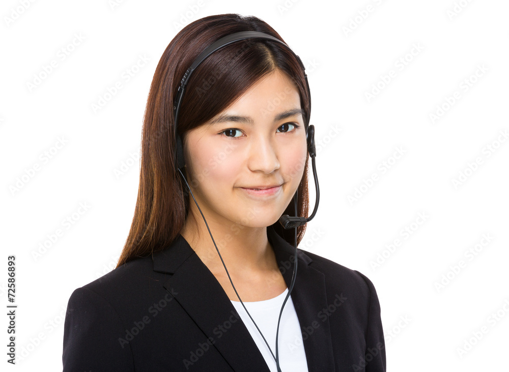 Female customer services representative with headset Female customer services representative with headset
