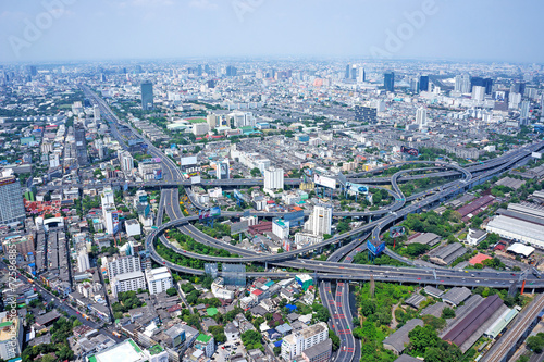 Bangkok Cityscape Expressway and Highway top view. Aerial view