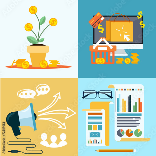 Icons for seo, social media online shopping