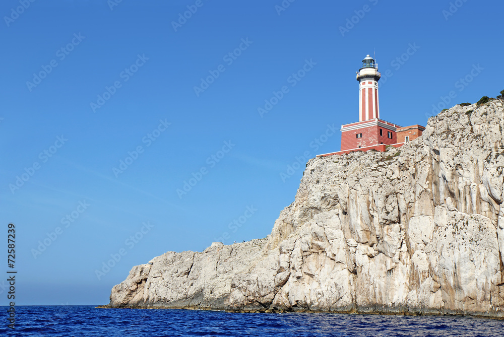Punta Carena lighthouse on the island of Capri, Italy