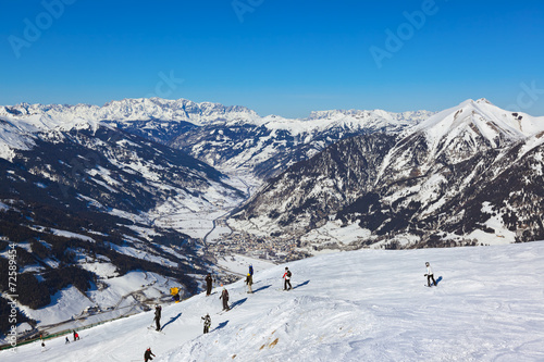 Skiers at mountains ski resort Bad Gastein Austria © Nikolai Sorokin