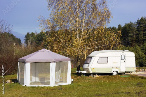 Wallpaper Mural Auto tourists in the autumn wood Torontodigital.ca