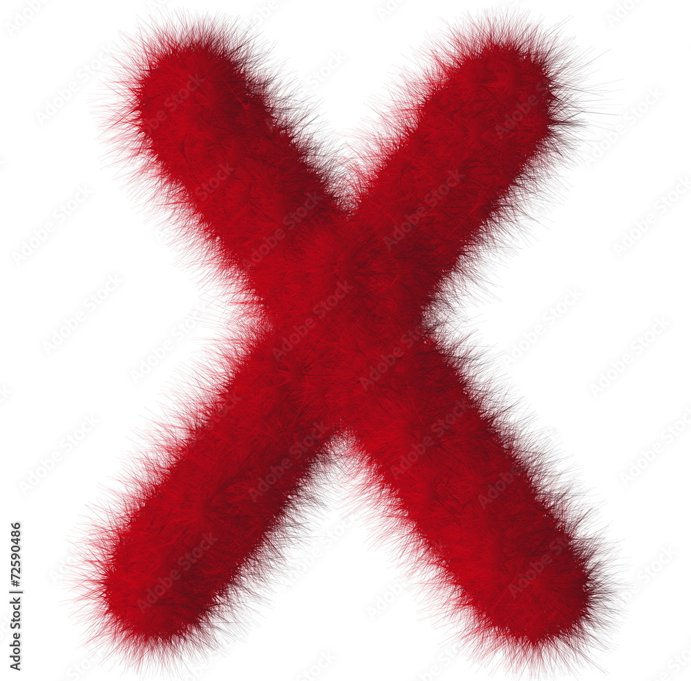Red shag X letter isolated on white background Red shag X letter isolated on white background