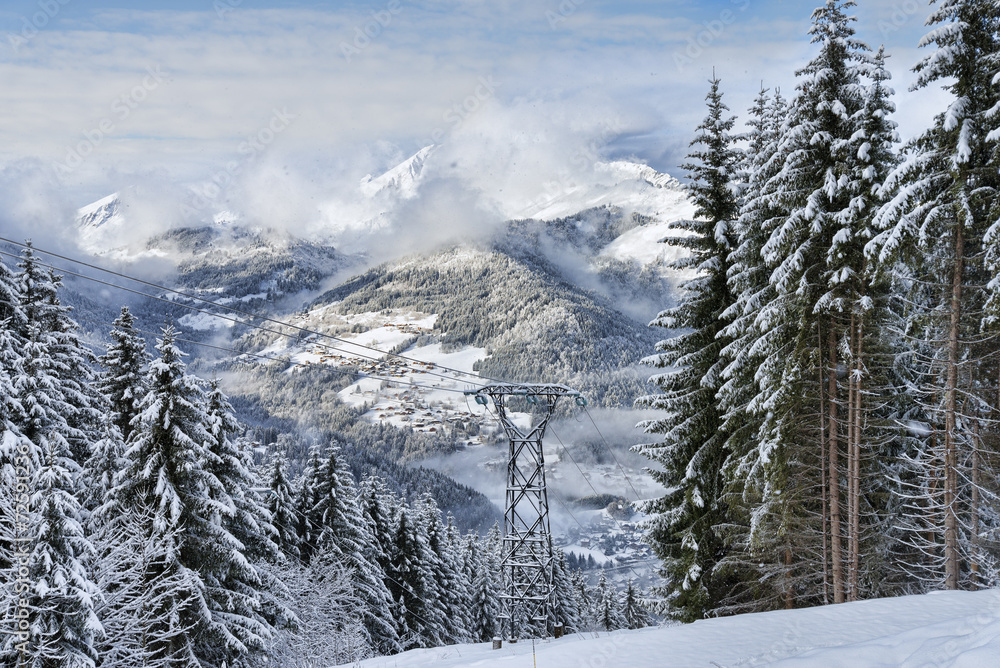 Alpine resort winter landscape