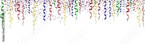 Birthday card with curling stream, confetti