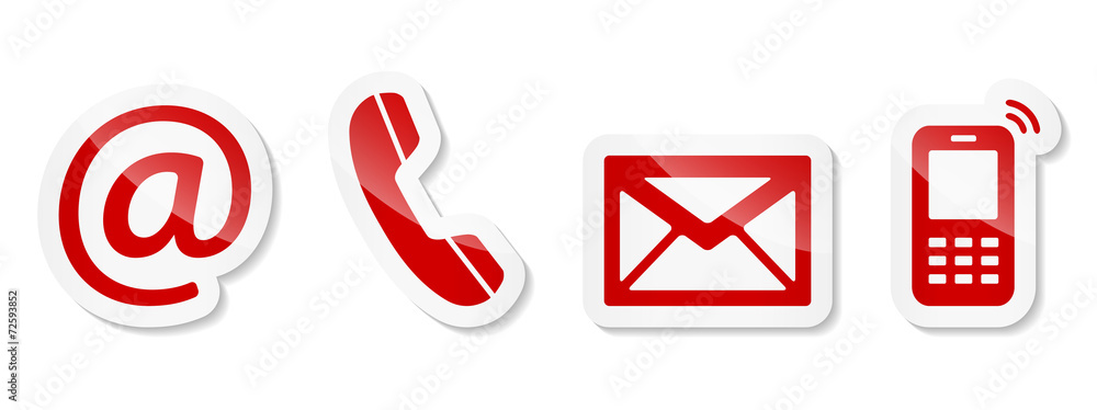 Contact Us – Red sticker icons - obrazy, fototapety, plakaty 