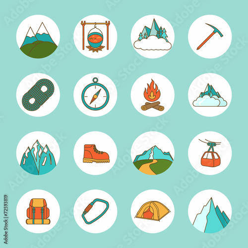 Mountain Icons Flat