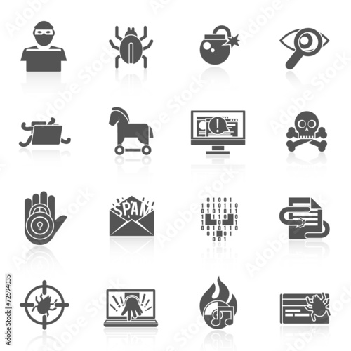 Hacker icons black set