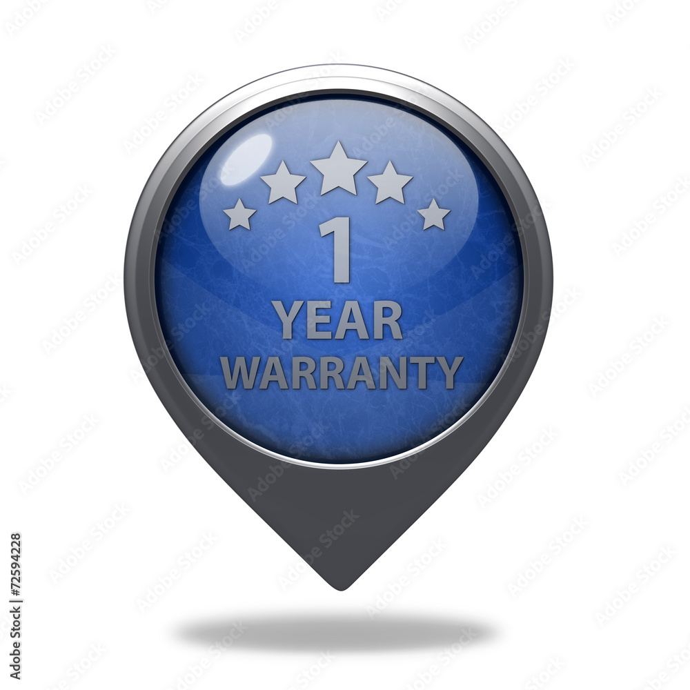One year warranty pointer icon on white background One year warranty pointer icon on white background