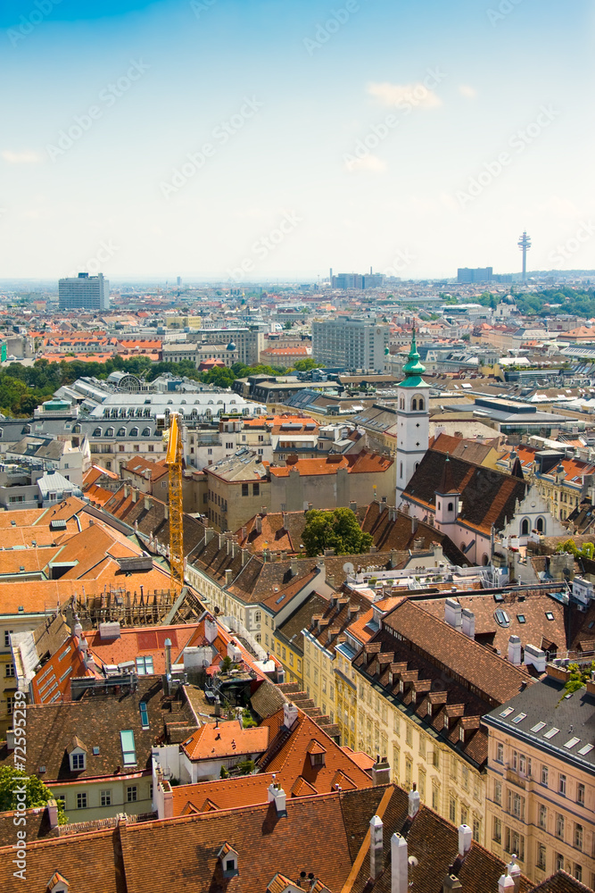 Aerial view of Vienna as seen from Stephansdom, Austria