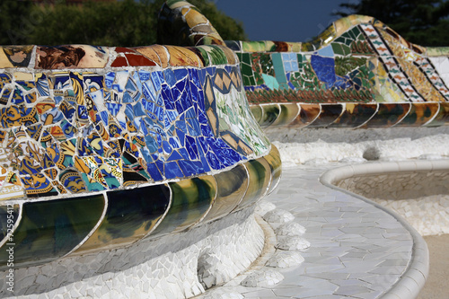 Bench in park Guell,Barcelona,Spain
