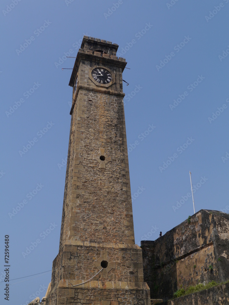 The clock tower of the Galle historic fort in Sri Lanka