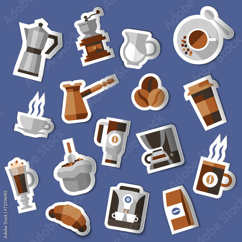 Coffee stickers set photo