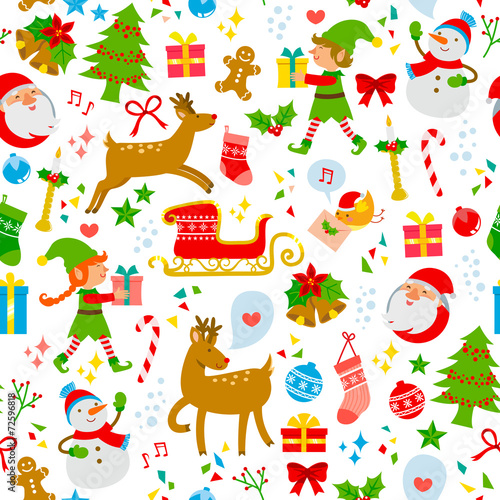 seamless pattern with cute Christmas symbols © ayelet_keshet