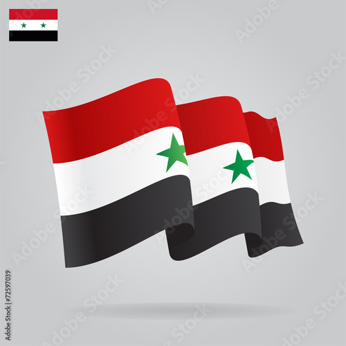 Flat and waving Syrian Flag. Vector