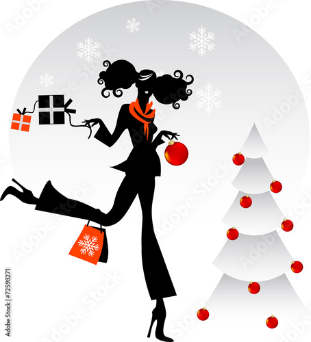 Woman with gift for Christmas