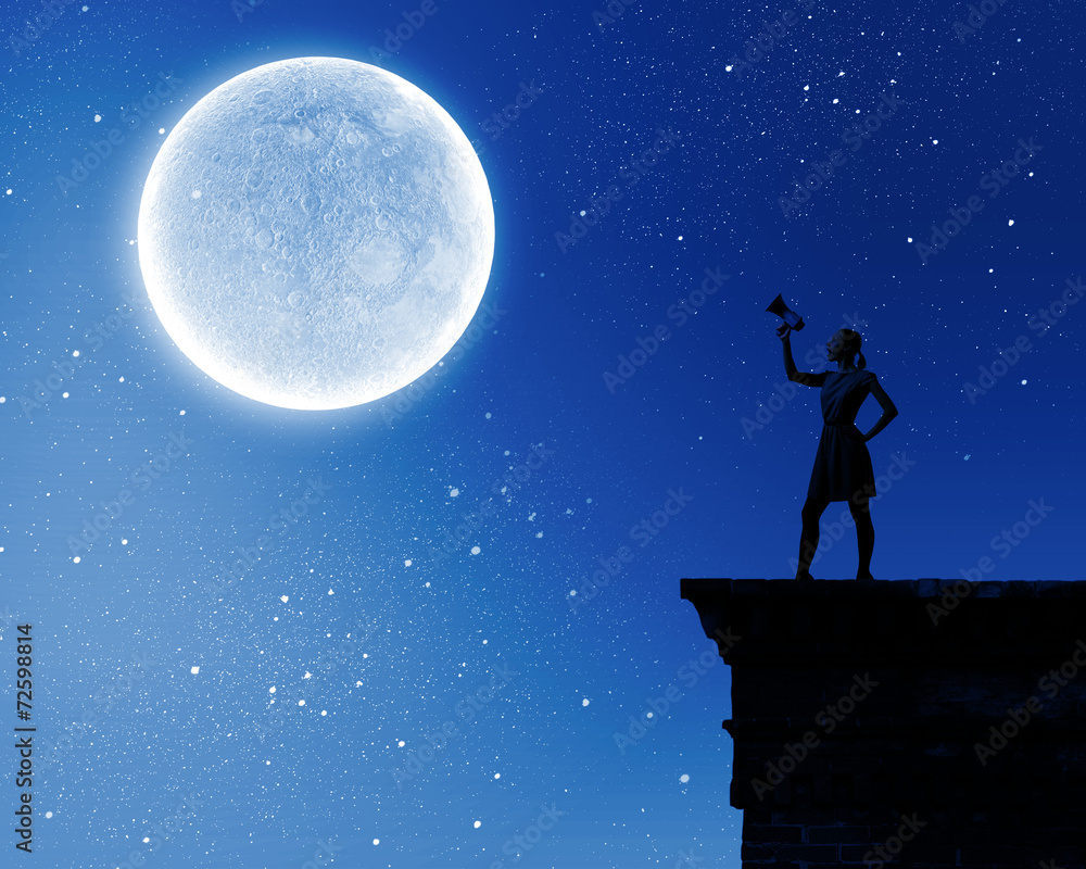 Fototapeta premium Woman with megaphone