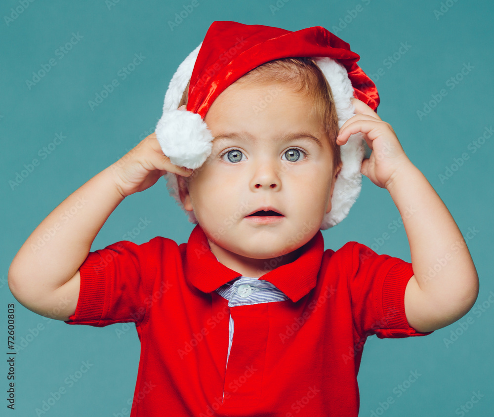 Boy in Santa red hat Boy in Santa red hat